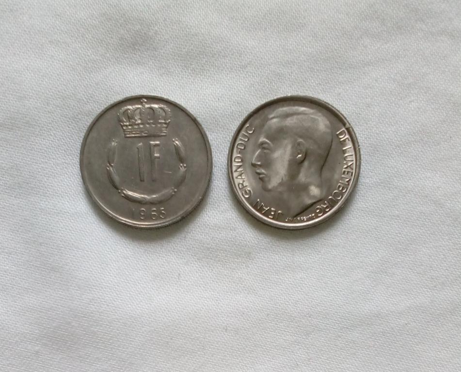 Люксембург 1 франк 1965 год никель