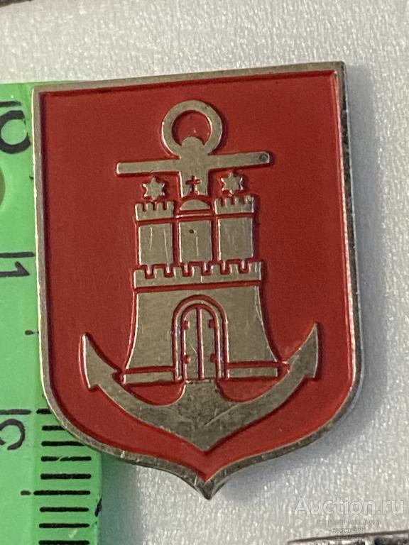 Знак. Значок герб ГАМБУРГА. ЯКОРЬ. КРЕПОСТЬ. ЗАМОК. ВОРОТА. ТЯЖЕЛЫЙ ИГЛА РЕДЧАЙШИЙ