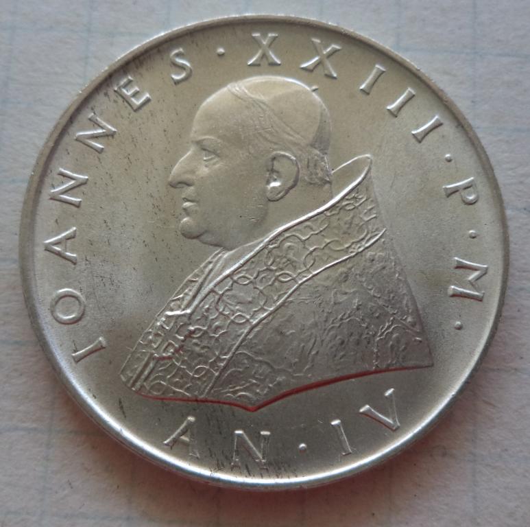 Ватикан 500 лир 1962 год  серебро  Иоанн XXIII   UNC   п.2