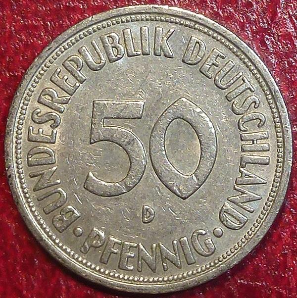 Германия. ФРГ 50 пфеннигов 1950 года D.
