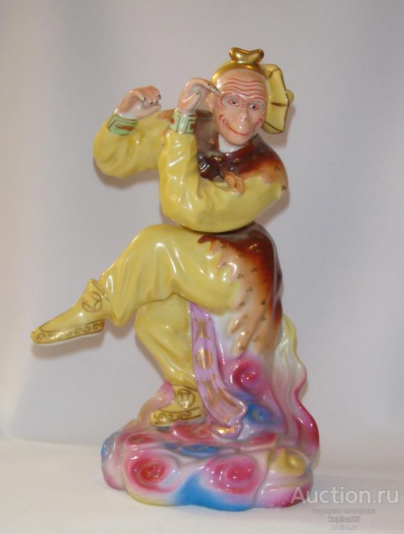 Царь Обезьян статуэтка фарфоровая Старый Китай 1950-е винтаж Цзиндэчжэнь редкость