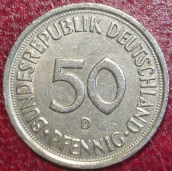 Германия. ФРГ 50 пфеннигов 1981 года. D.