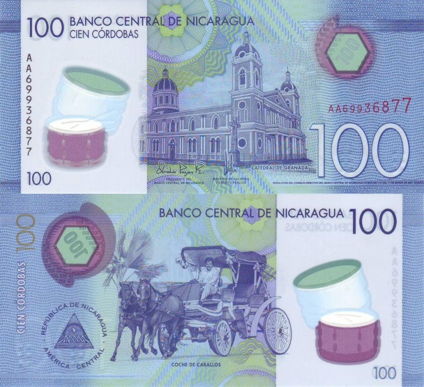 Никарагуа 100 кордоба 2021 P212b полимер unc