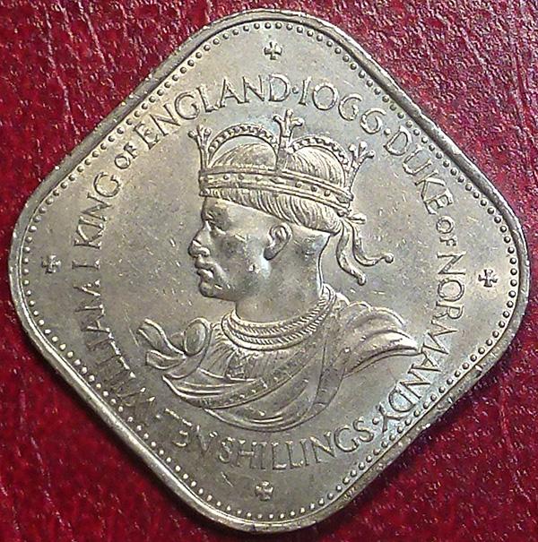 Гернси 10 шиллингов 1966 года. 900 ЛЕТ НОРМАНДСКОМУ ЗАВОЕВАНИЮ.