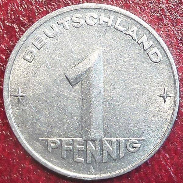 Германия. ГДР 1 пфенниг 1952 года. A.