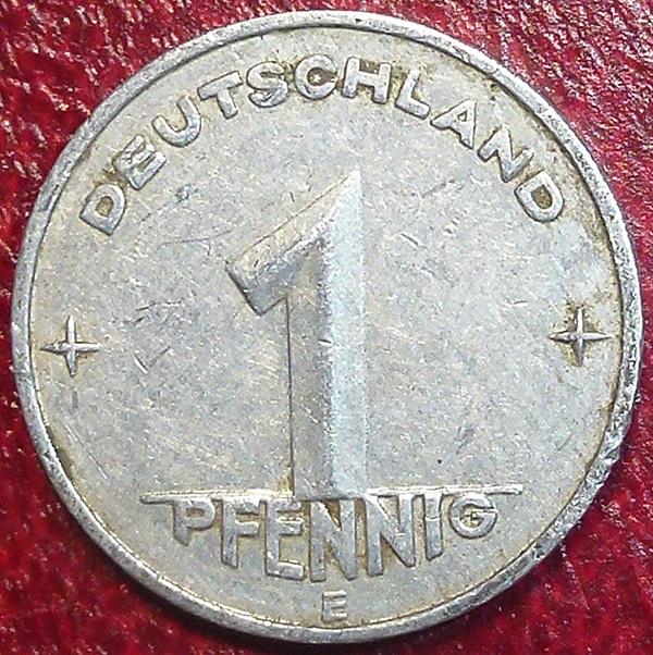 Германия. ГДР 1 пфенниг 1953 года. E.
