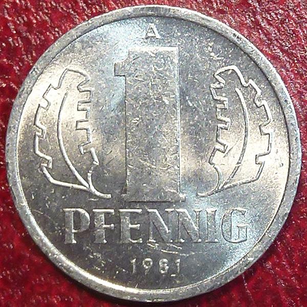Германия. ГДР 1 пфенниг 1981 года.