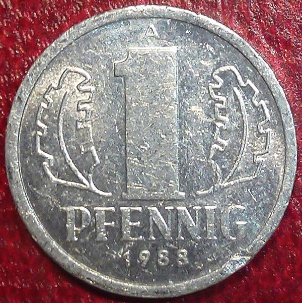 Германия. ГДР 1 пфенниг 1988 года.
