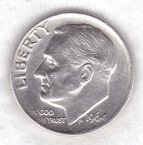 США 10 центов  дайм 1964 отличные