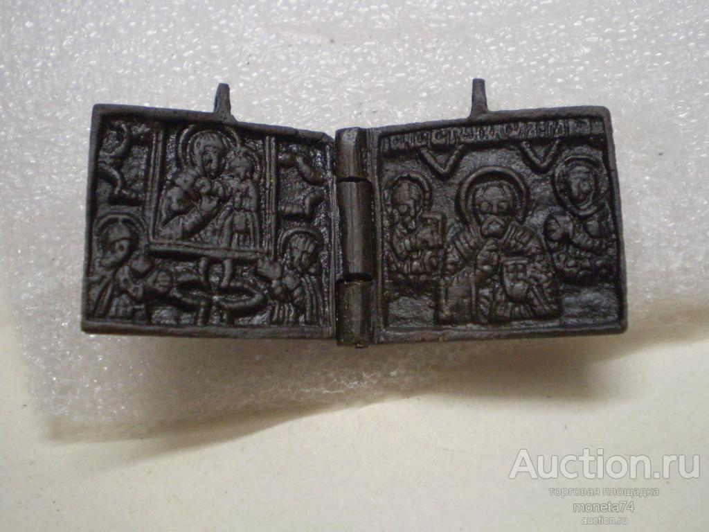 Маленький солдатских складень Николай Чудотворец и Смоленская богородица.