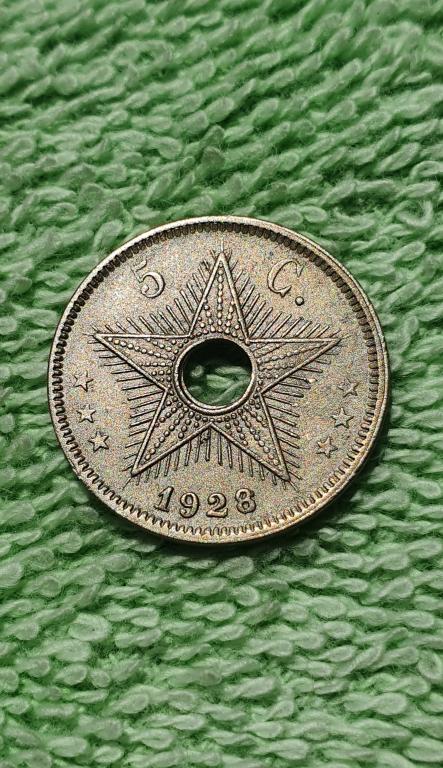 5 сантимов, 1928 год !!, Бельгийское Конго - колония