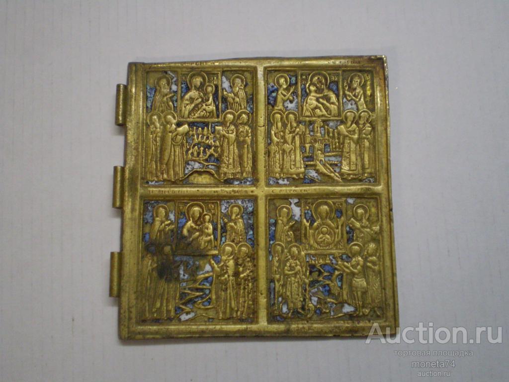 Правая створка от складня - Сюжет Праздники. Дешево. Имеются следы нагрева. 2 эмали.