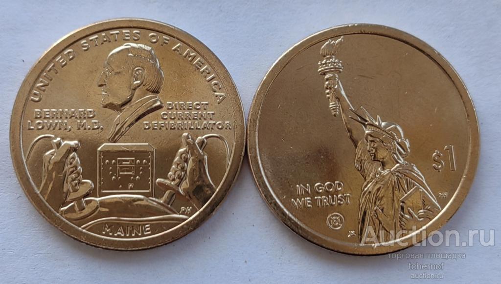 1 доллар 2024 Дефибриллятор постоянного тока - Мэн! Американские инновации D UNC! США