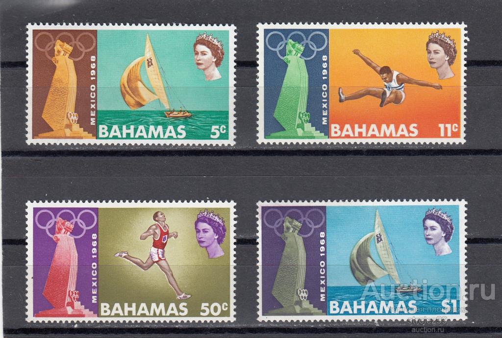 BAHAMAS БАГАМСКИЕ ОСТРОВА  Спорт Олимпиада Мексика 1968 Серия  7 Евро Сост** MNH