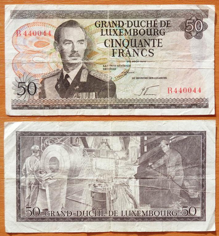 Люксембург 50 франков 1972 F/VF Радар 440044 P-55a