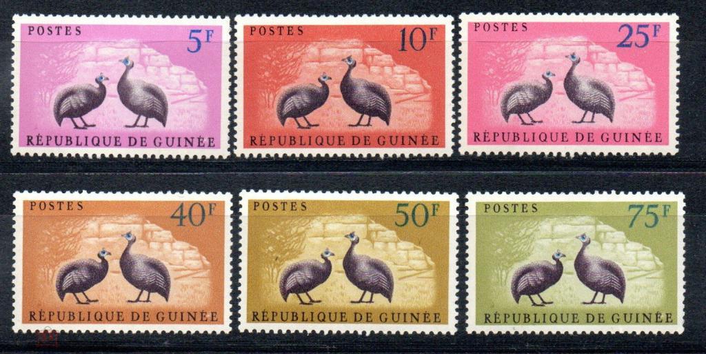 Гвинея,1961,Ми-80-85 **Фауна:цесарки