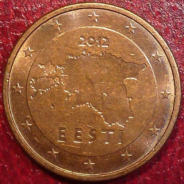 Евросоюз. Эстония 1 евроцент 2012 года.