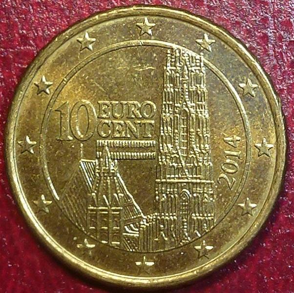Евросоюз. Австрия 10 евроцентов 2014 года.
