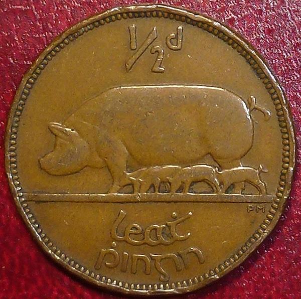 Ирландия 1/2 пенни 1933 года.