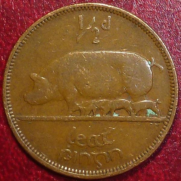 Ирландия 1/2 пенни 1942 года.