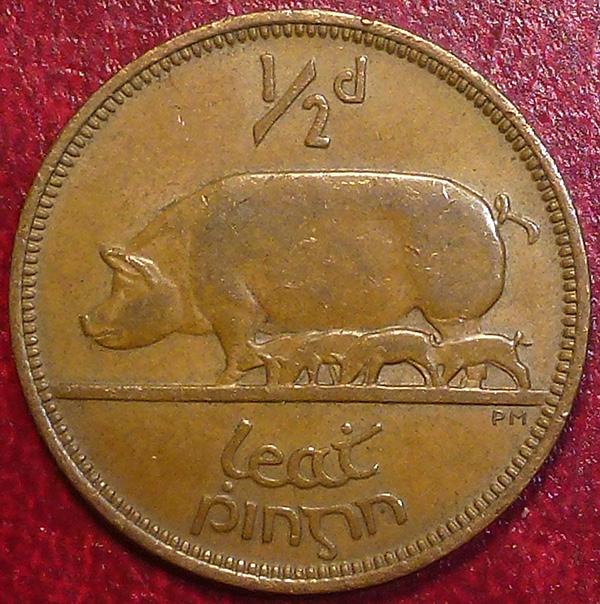 Ирландия 1/2 пенни 1964 года.