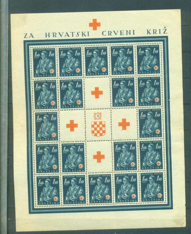 Хорватия 1941г. серия в листах Красный Крест Национальные костюмы  негашеная**\* см. примечание