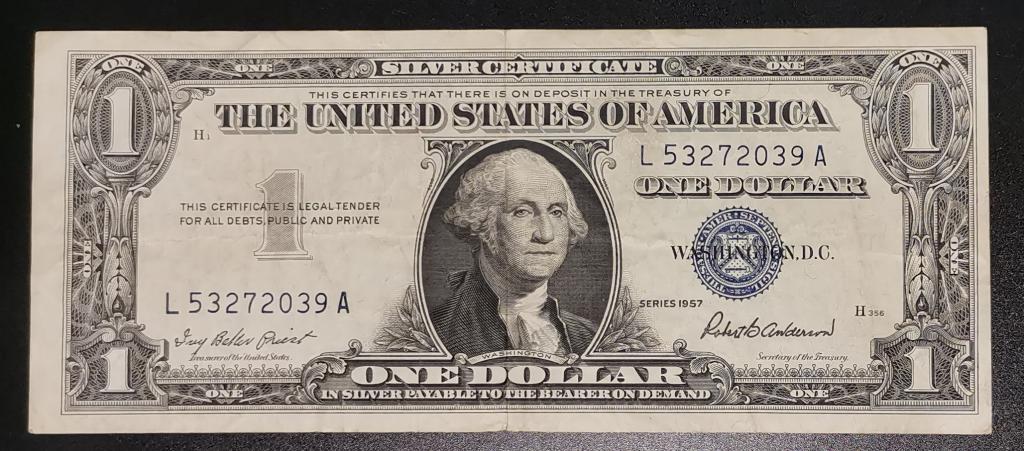 США 1 доллар 1957 синяя печать