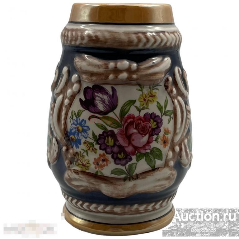 Пивная кружка "Баварский букет", 0,3 л, керамика, деколь, 1970-1980 гг, ГДР
