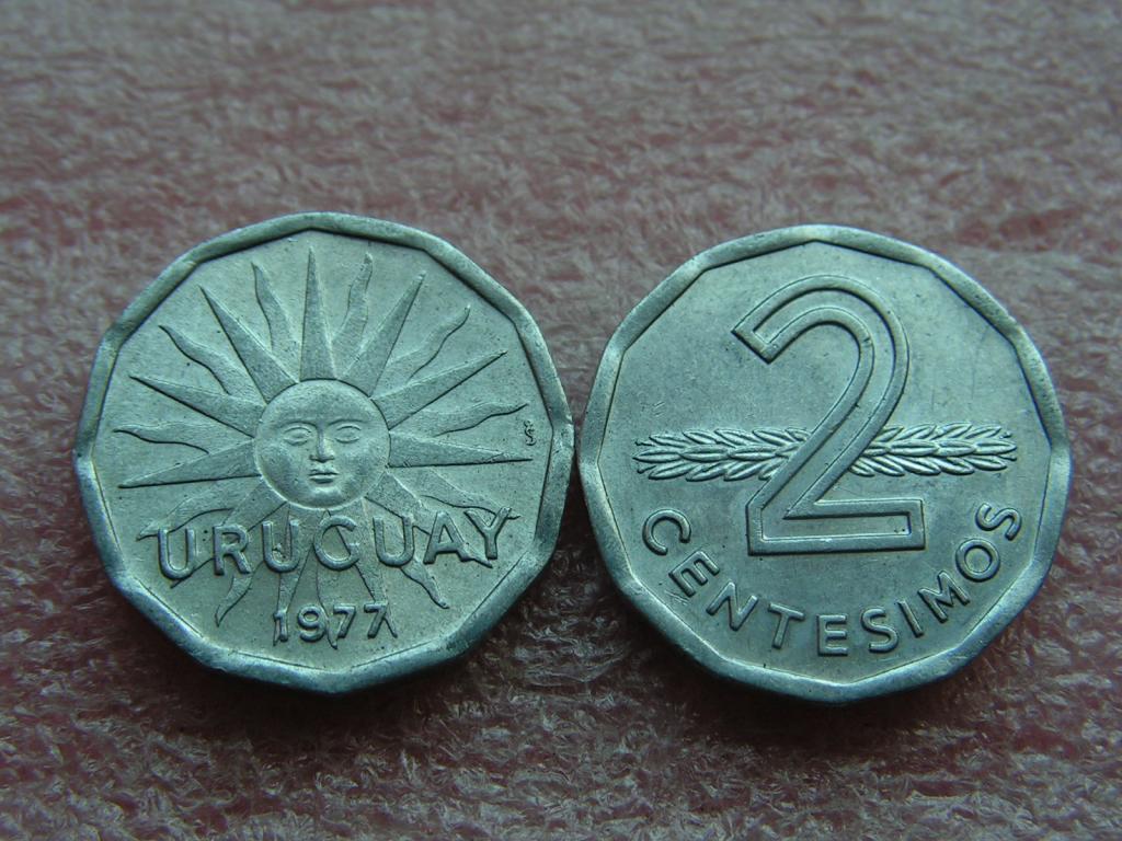 Уругвай 2 чентезимо 1977 unc-aunc