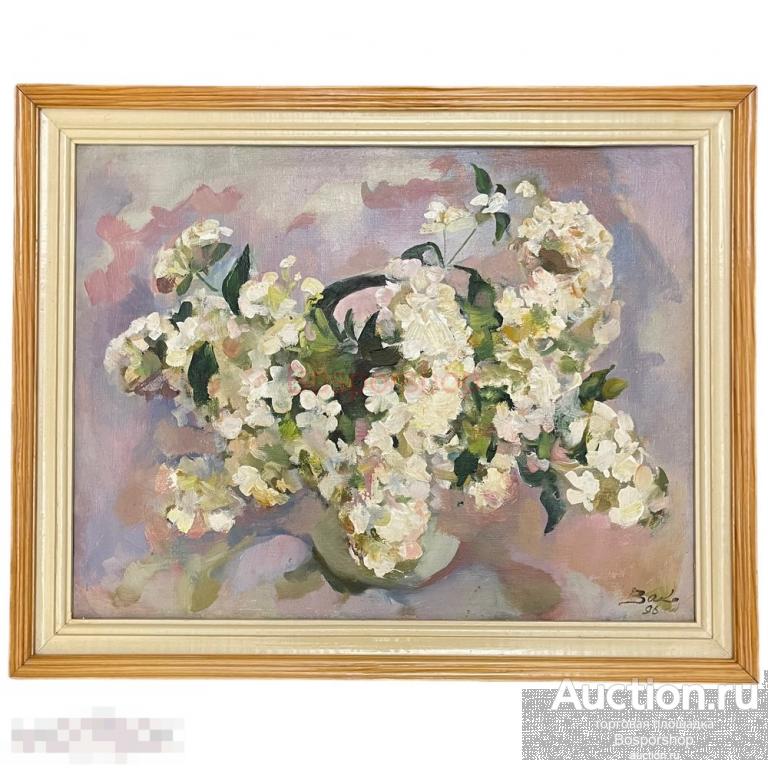Картина &quot;Букет черёмухи&quot; 1996 г. Автор Вако, натюрморт, Россия 