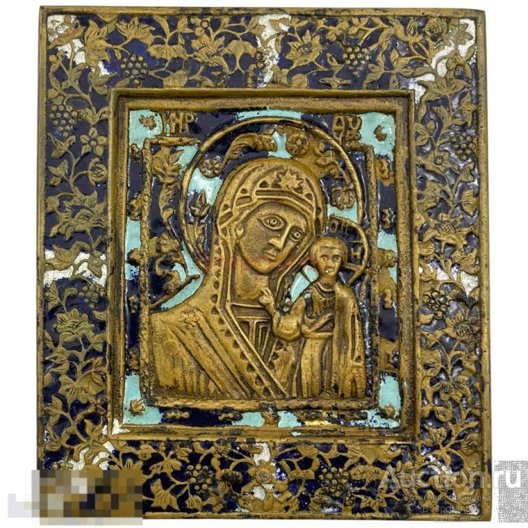 Икона "Смоленская Божья Матерь" латунь, эмаль 2022 г. Частная работа, Россия 