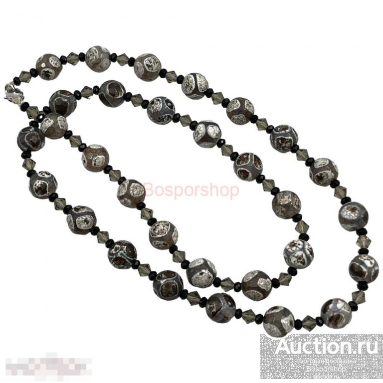 Бусы (48 см), африканский агат, бусины Swarovski, 2000-2015 гг, Россия 