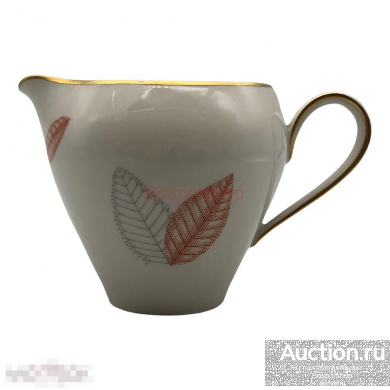 Сливочник "Листок", 1934-1949 гг, фарфор, позолота, JILMENAU, Германия-ГДР