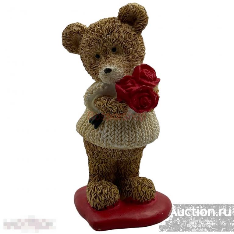 Статуэтка &quot;Мишка с розами&quot;, полиуретан, 2000-2010 гг, Китай 