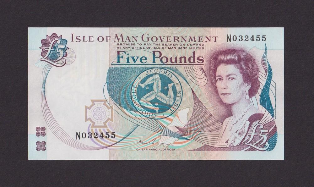 Остров Мэн 2015 5 фунтов UNC (Pick 48a) серия N Елизавета 455