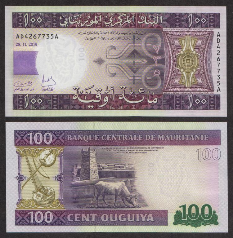 Мавритания 100 Угий 2015 P16 UNC (ПРЕСС)