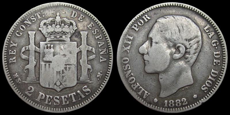 Испания 2 песеты 1882 MS-M