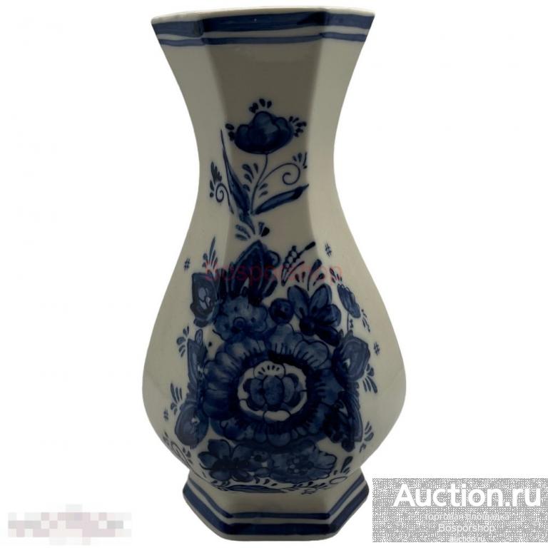 Ваза "Цветок", керамика, глазурь, роспись, 21 см, 1960-1970 гг, Делфт, Нидерланды