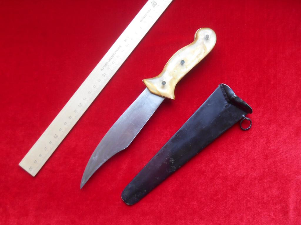 Нож Финка Изогнутая Цельнометаллические Ножны Зоновская Работа 1940-е гг СССР Редкий Состояние