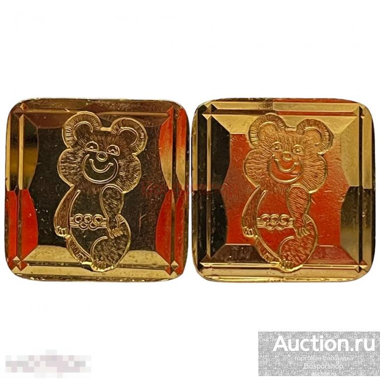 Запонки "Олимпиада 80. Олимпийский мишка" СССР 1980 г.
