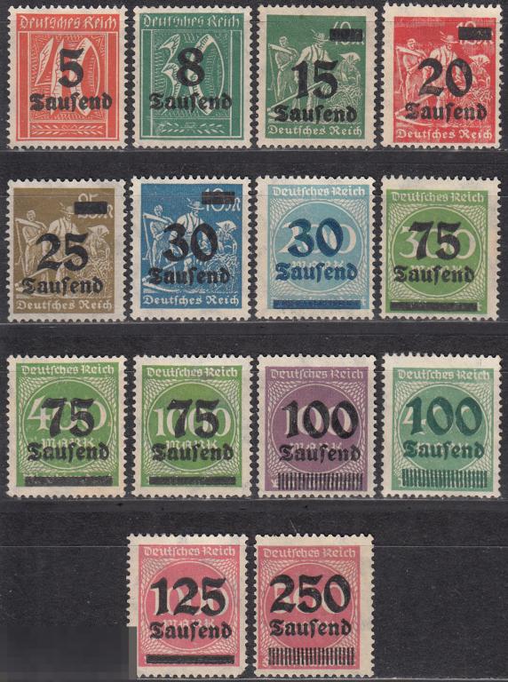 1923 Германия Веймарская республика Стандарт Инфляция Надпечатка № 277 - 295 чистые (*) 2.30 евро