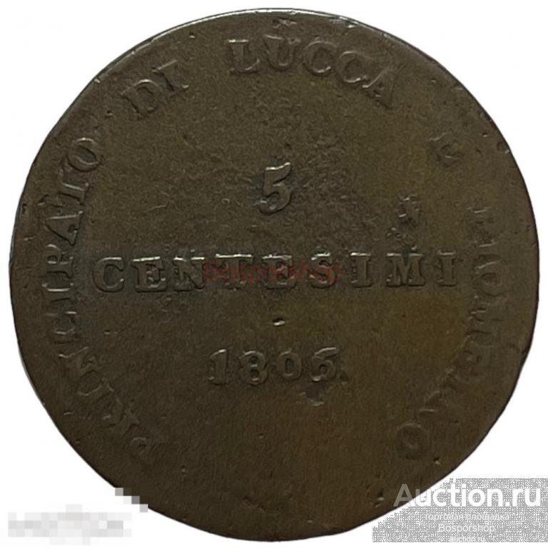 Италия, Лукка 5 сентесими 1806 г. 