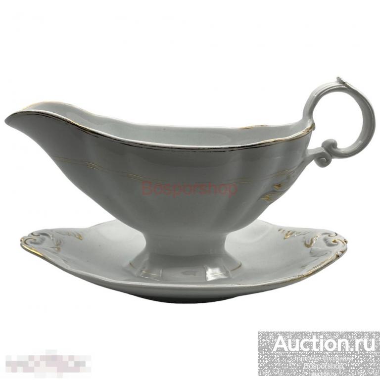 Соусник с ручкой на подставке, 1889-1900 гг, Кузнецов, Тверская фабрика, Российская Империя 