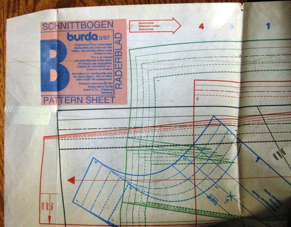 Лист выкроек B/D Burda Moden - №8 1997 год (Вык-1)