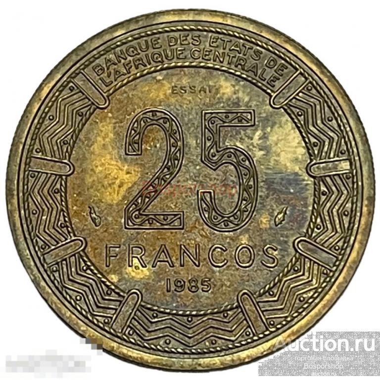 Экваториальная Гвинея 25 франков 1985 г. Essai (Проба) 