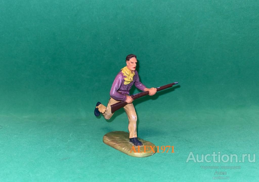 ELASTOLIN HAUSSER ГЕРМАНИЯ, № 6976 КОВБОЙ БЕГУЩИЙ С РУЖЬЕМ, СОЛДАТИК, ВЕСТЕРН, ДИКИЙ ЗАПАД