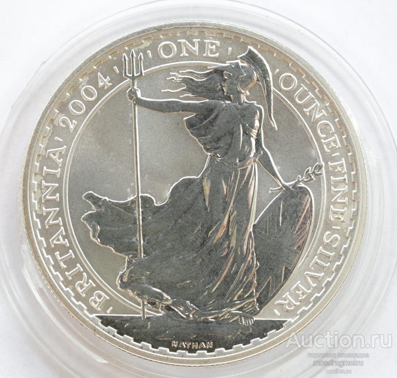 2 фунта Британия Великобритания Англия 2004 год унция серебра 958 пробы