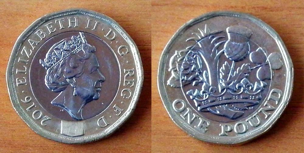 Великобритания 1 фунт 2016 UNC