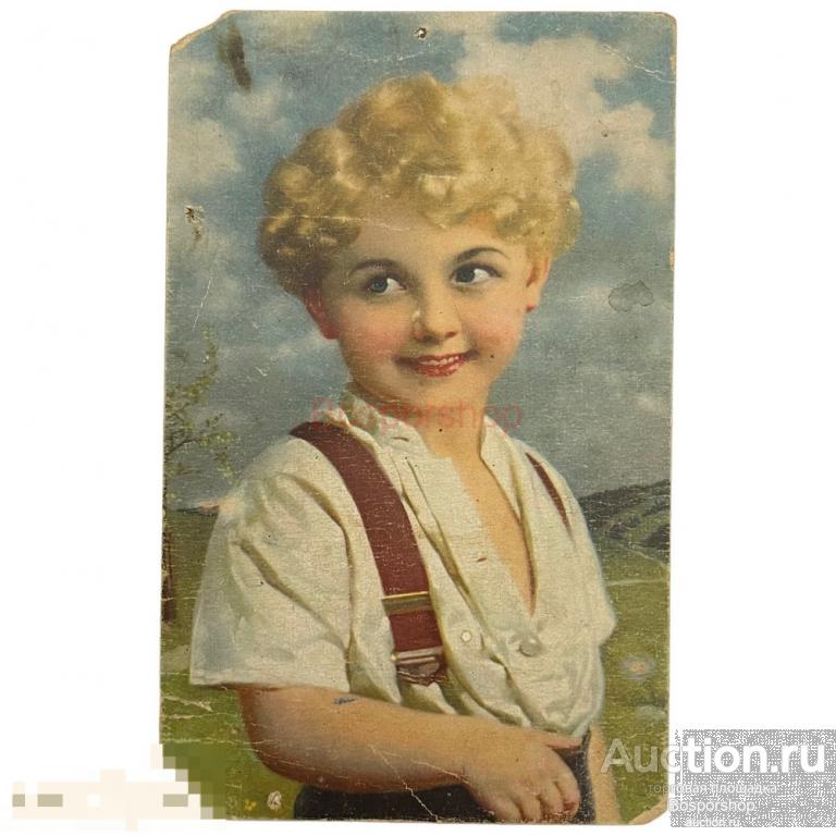 Почтовая открытка &quot;Кудрявый мальчик&quot; 1920-1930 гг. Европа 