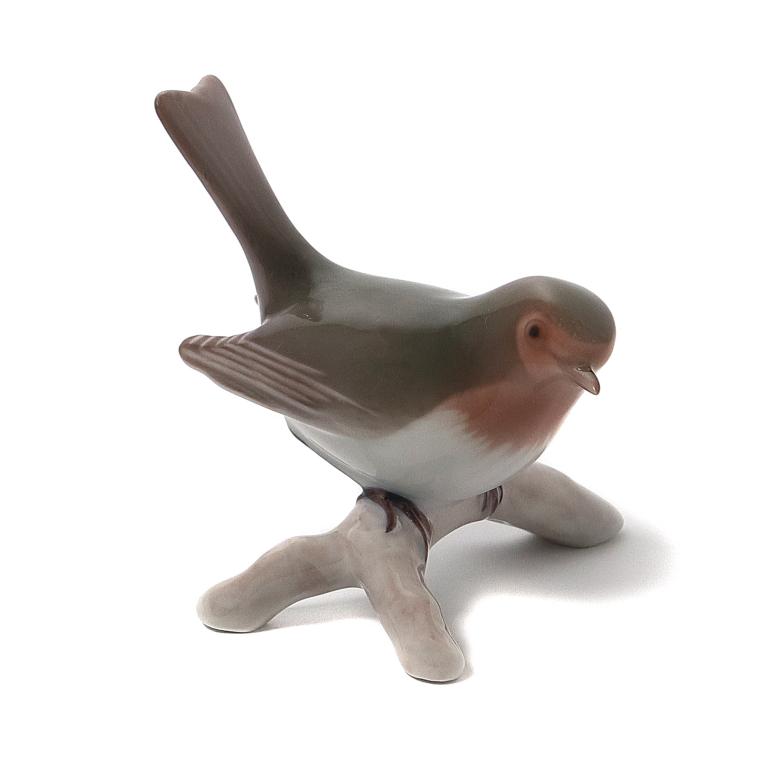 Фарфоровая фигура Зарянка на ветке. Bing & Grondahl